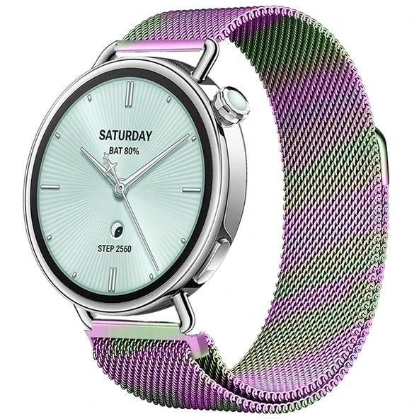 Sneezy Mi Watch S4 41mm İle Uyumlu Manyetik Milanese Loop Metal Kordon  Rainbow ürün görseli 1