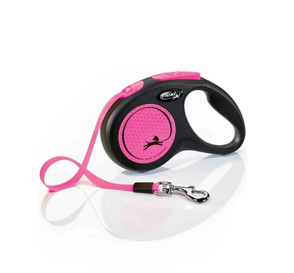 Flexi New Neon Otomatik Pembe Şerit Köpek Gezdirme Tasması Small 5 Metre ürün görseli 1