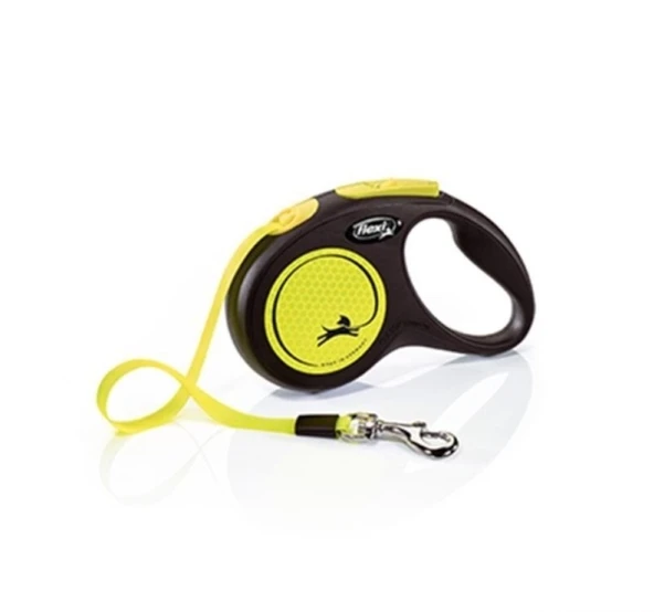 Flexi New Neon Otomatik Sarı Şerit Köpek Gezdirme Tasması Small 5 Metre ürün görseli 1