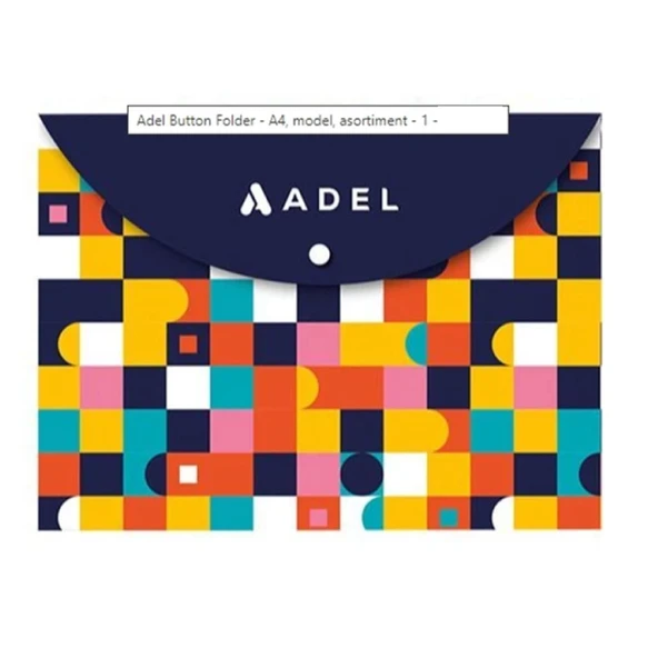 Adel A4 Desenli Çıtçıtlı Zarf Dosya-Lacivert ürün görseli 1