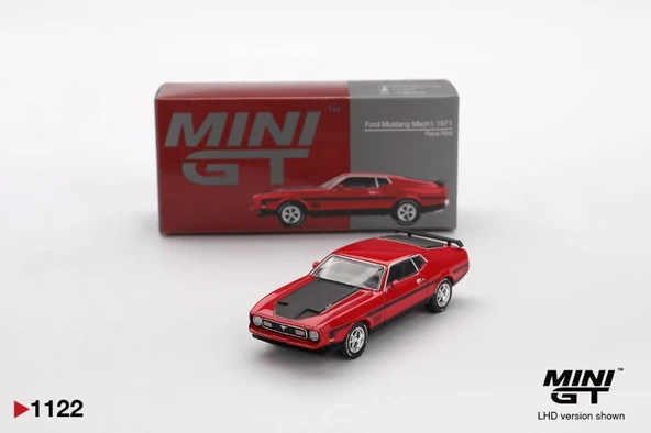 Mini GT Ford Mustang Mach1 1971 Race Kırmızı 1/64 Model Araba ürün görseli 1