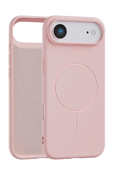 iPhone Air Uyumlu İçi Kadife Magsafe Wireless Şarz Özellikli Pembe Renkli Telefon Kılıfı ürün görseli 1