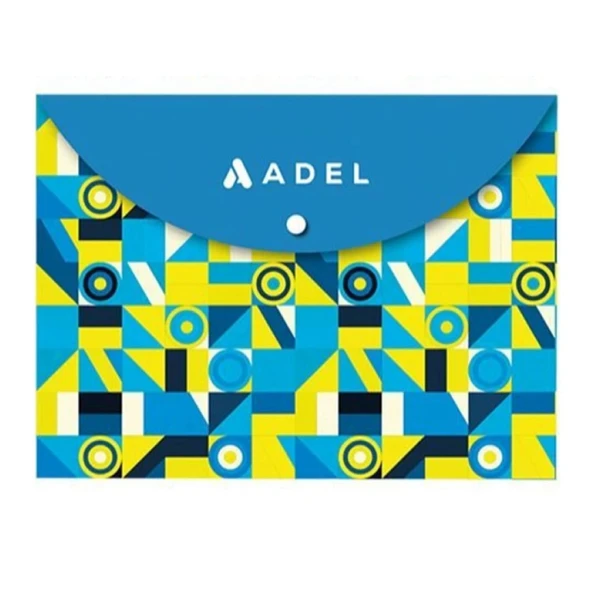 Adel A4 Desenli Çıtçıtlı Zarf Dosya-Mavi ürün görseli 1