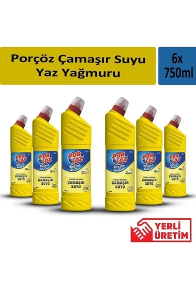 Porçöz Yoğun Kıvamlı Çamaşır Suyu Yaz Yağmuru 750 ml X 6 Adet ürün görseli 1
