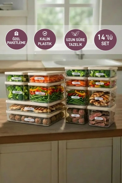 14'lü Set Nora Organizer Buzdolabı Buzluk Düzenleyici Saklama Kabı ürün görseli 1