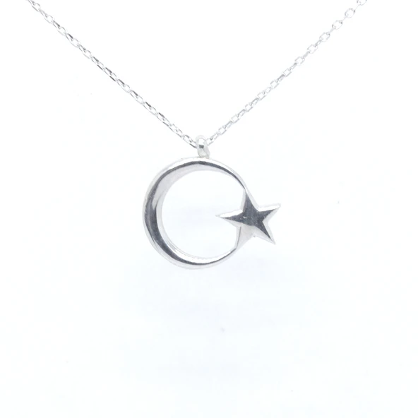Taşsız Ayyıldız Gümüş Kolye ürün görseli 1