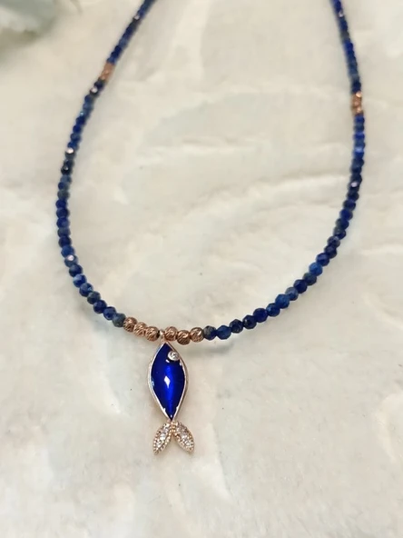 Balık Lapis Doğal Taş Kolye - Resim 2