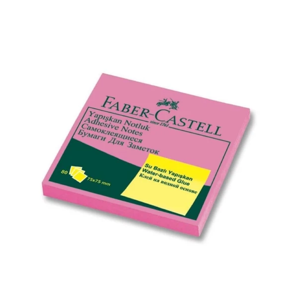 Faber Castell Pembe Yapışkanlı Notluk 75*75 mm ürün görseli 1