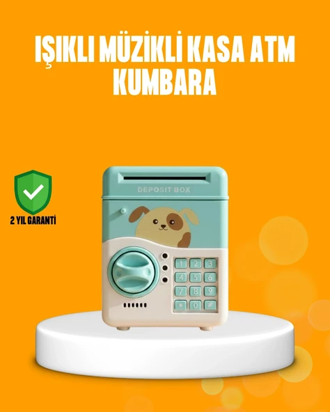 Mey İthalat® Su Yeşili ATM Kasa Görünümlü Elektronik Şifreli Çocuk Kumbarası ürün görseli 1