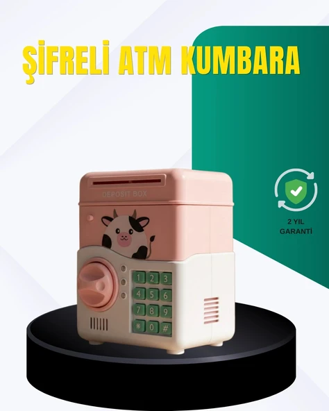 Mey İthalat® Pembe Şifreli Eğitici ATM Kasa Çocuk Kumbarası ürün görseli 1