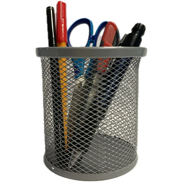 Bafix Kalemlik Metal Perforeli Silindir Silver (12 Li Paket) ürün görseli 1