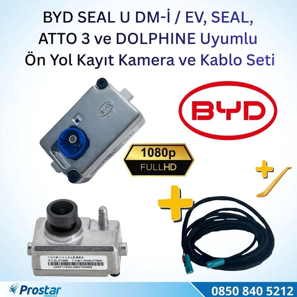 BYD SEAL U DM-i / EV, SEAL, ATTO 3 ve DOLPHINE Orijinal Ön Yol Kayıt Kamera ve Kablo Seti - 1080P Full HD ürün görseli 1