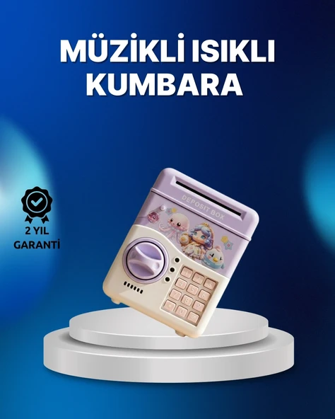 Mey İthalat® Mor Otomatik Para Girişli Elektronik Şifreli Kumbara ürün görseli 1