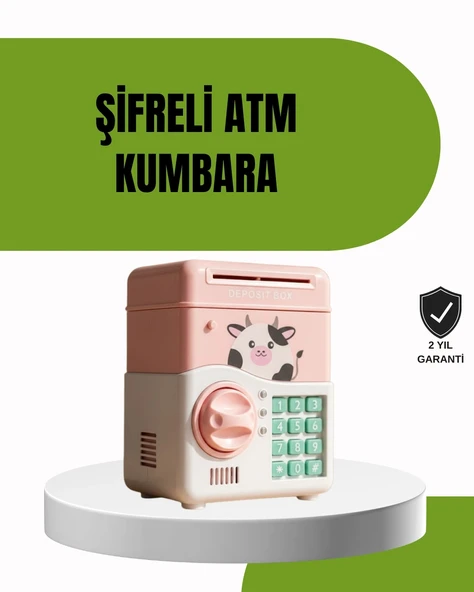Mey İthalat® ATM Tasarımlı Pembe Işıklı Sesli Çocuk Kumbarası ürün görseli 1