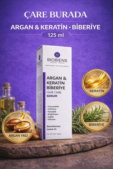 Biberiye & Argan & Keratin Saç Bakım Serumu 125 Ml (Durulanmaz) ürün görseli 1