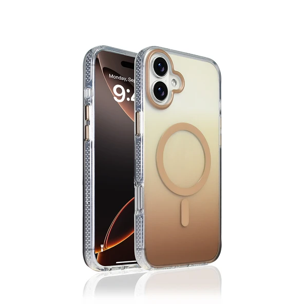 iPhone 16 Plus Kılıf Magsafe Şarj Özellikli Transparan Renk Geçişli Gradient Luxury Kapak ürün görseli 1
