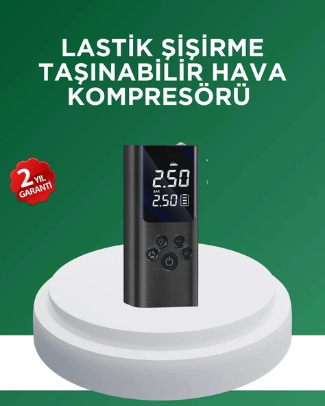 Mey İthalat® Dijital Lastik Pompası Çok Amaçlı Taşınabilir Kompresör ürün görseli 1