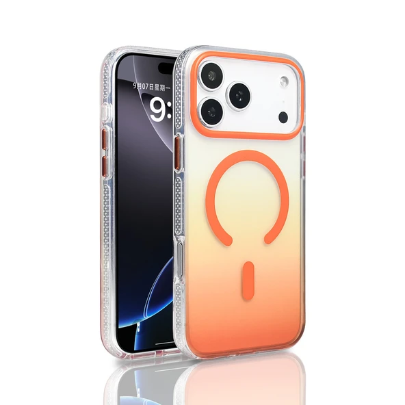iPhone 17 Pro Max Kılıf Magsafe Şarj Özellikli Transparan Renk Geçişli Gradient Luxury Kapak ürün görseli 1