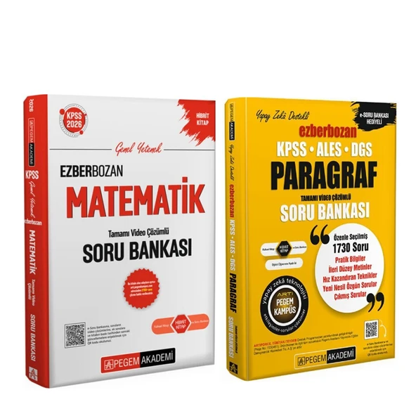 Pegem 2026 KPSS Ezberbozan Matematik ve Paragraf Soru Bankası Seti 2 Kitap ürün görseli 1