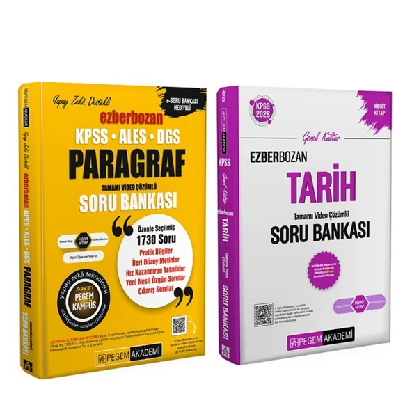 Pegem KPSS Ezberbozan Paragraf ve Tarih Soru Bankası Seti 2 Kitap ürün görseli 1