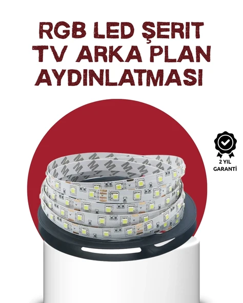 Mey İthalat® Kendinden Yapışkanlı LED Şerit Televizyon Aydınlatması 2mt ürün görseli 1