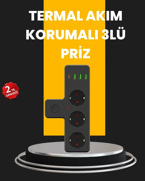 Mey İthalat® Ev ve Ofis İçin Akıllı Çoklu Priz 7 Girişli ürün görseli 1