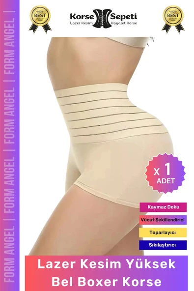 #Korse Vücut Toparlayıcı Şekillendirici Kaymaz Doku Lazer Kesim Yüksek Bel Boxer Korse - 1 Adet ürün görseli 1