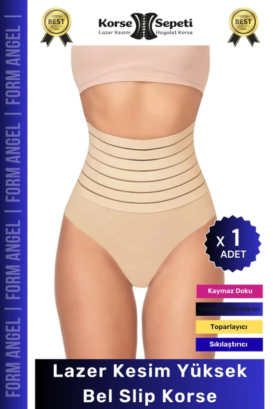 #Korse Vücut Şekillendirici Karın Bel Toparlayıcı Lazer Kesim Yüksek Bel Slip Korse - 1 Adet ürün görseli 1