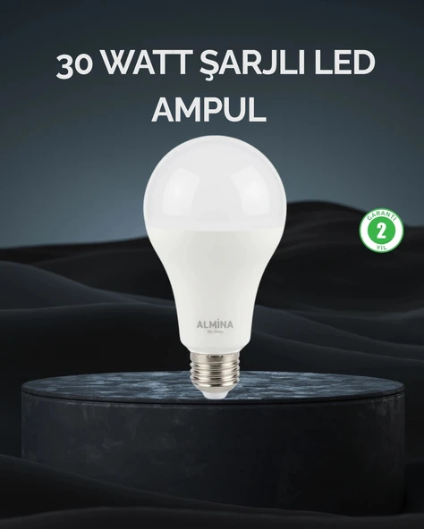 Mey İthalat® Şarjlı LED Ampul 30 Watt Soğuk Beyaz ürün görseli 1