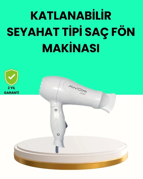 Mey İthalat® Katlanabilir Seyahat Tipi Saç Kurutma Makinesi Çift Kademeli Ayar ürün görseli 1