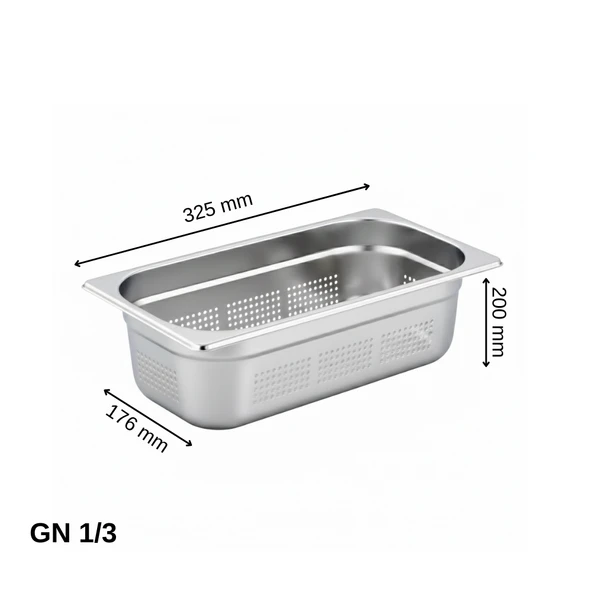 ÜRET Delikli Gastronom Küvet GN 1/3 200 mm 7,8 lt ürün görseli 1