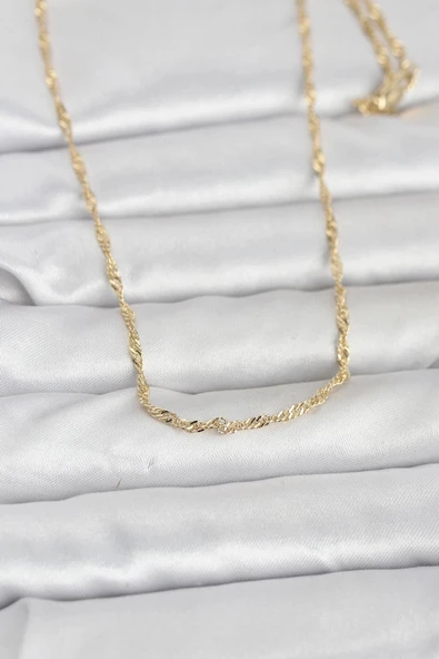 Mey İthalat® CM 14K Gold Renk Burgu Zincirli 60 cm Kadın Kolye ürün görseli 1
