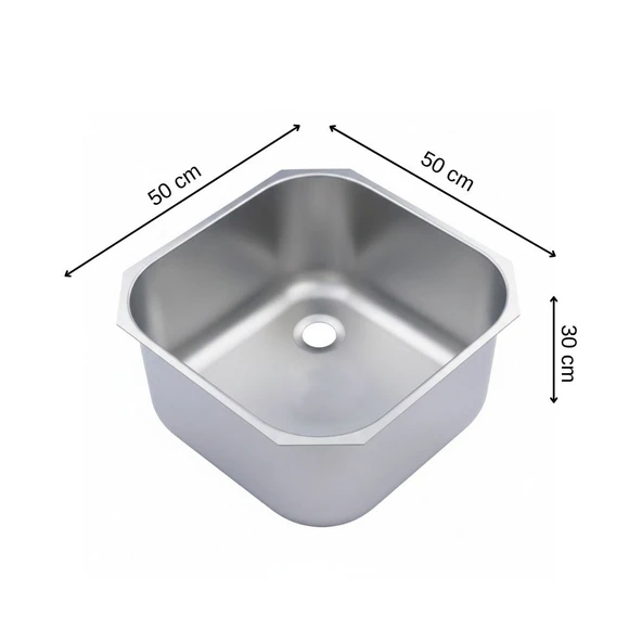 ÜRET Endüstriyel Evye 50x50x30 cm – 304 Paslanmaz Çelik ürün görseli 1