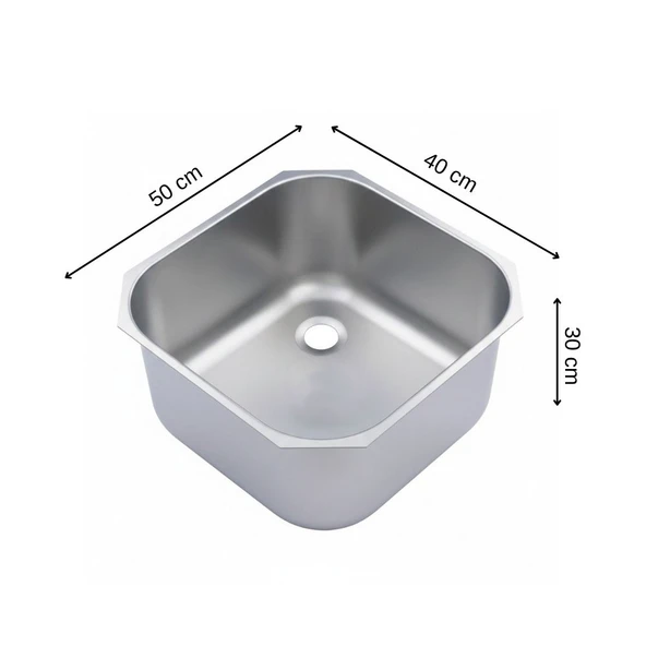 ÜRET Endüstriyel Evye 40x50x30 cm – 304 Paslanmaz Çelik ürün görseli 1