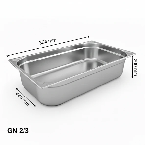 ÜRET Standart Gastronom Küvet GN 2/3 200 mm 18 lt ürün görseli 1