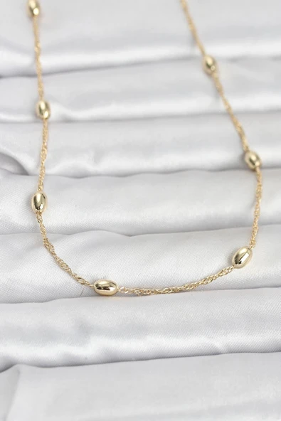 Mey İthalat® CM 14K Gold Renk Topçuklu Burgu Zincir Model 60 cm Kadın Kolye ürün görseli 1