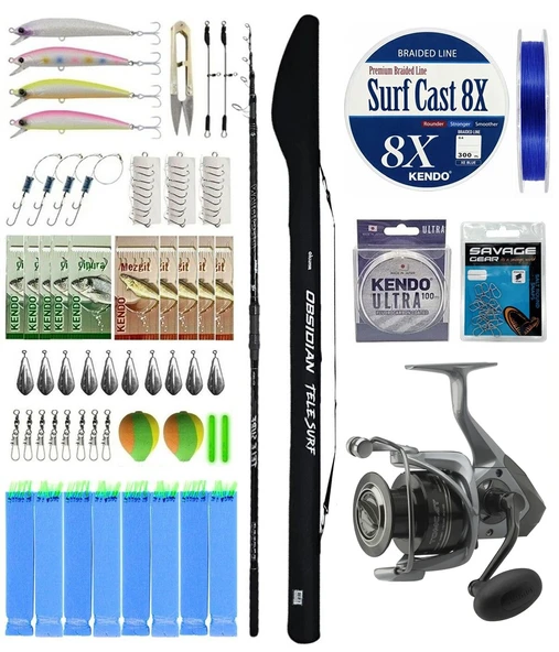 YekOutdoor Pro Olta Seti Okuma Obsidian Super Light Tele Surf 420cm 100-220gr Olta Kamışı&Okuma Tomcat 8000  Olta Makinesi ürün görseli 1