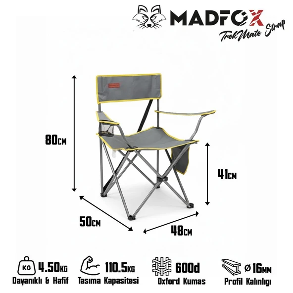 Madfox TrekMate Strap Katlanır Outdoor Koltuk Sarı - Resim 4