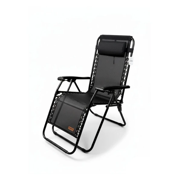 Madfox EasyRest Katlanır Şezlong Sandalye Siyah ürün görseli 1