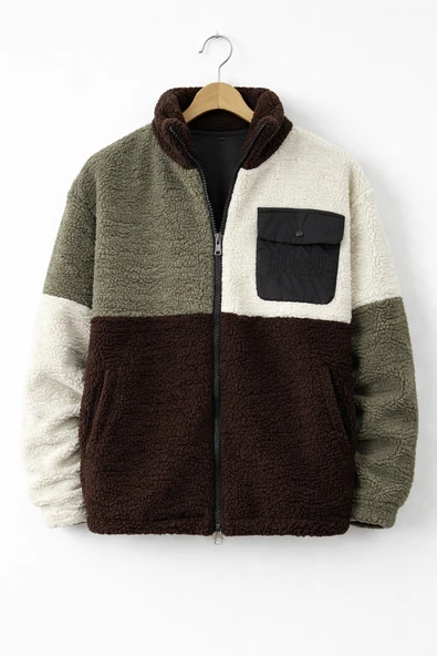 Erkek Tam Oversize Geniş Kalıp Peluş Mont Edw446 ürün görseli 1