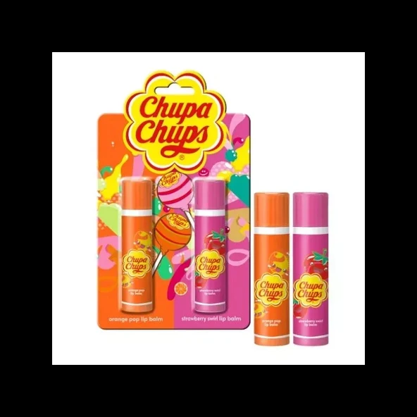 Chupa Chups Lip Balm 2 li Dudak Bakım Kremi 4gr - Çilek Ve Portakal ürün görseli 1
