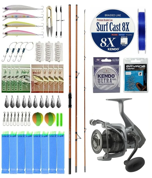 YekOutdoor Pro Olta Seti Okuma Trio Rex Surf 450cm 120-250gr 3 Parça Surf Kamışı&Okuma Tomcat 8000 Olta Makinesi ürün görseli 1