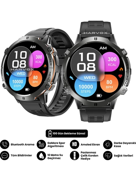 Harvox Watch X2 Pro Akıllı Saat Apple iPhone ve Android Tüm Telefonlara Uyumlu Siyah ürün görseli 1
