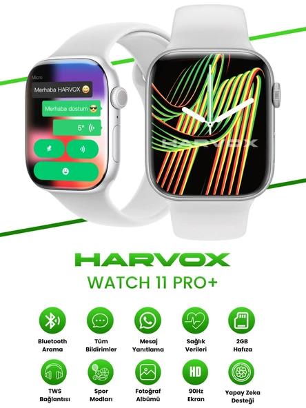 Harvox Watch 11 Pro+ Akıllı Saat Apple iPhone ve Android Tüm Telefonlara Uyumlu 46mm Gümüş ürün görseli 1