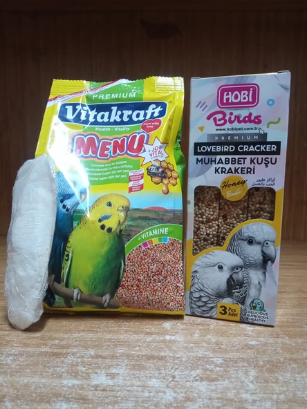 VİTAKRAFT BALLI MUHABBET YEMİ 500 GRAM+1 ADET KALAMAR+1 PAKET ( 3 ADET )  HOBİ BALLI MUHABBET KRAKERİ ürün görseli 1