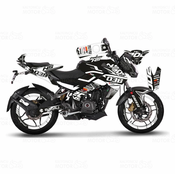 Bajaj Pulsar 200 NS White Flou Design Sticker Set ürün görseli 1