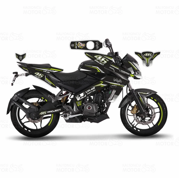 Bajaj Pulsar 200 NS 46 Project Carbon Design Sticker Set Beyaz Yeşil ürün görseli 1