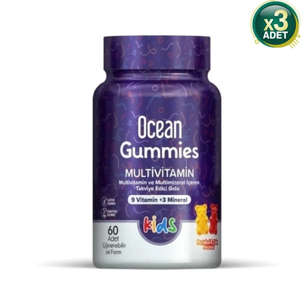 Ocean Kids Multivitamin Çiğnenebilir 60 Tablet 3 Adet ürün görseli 1