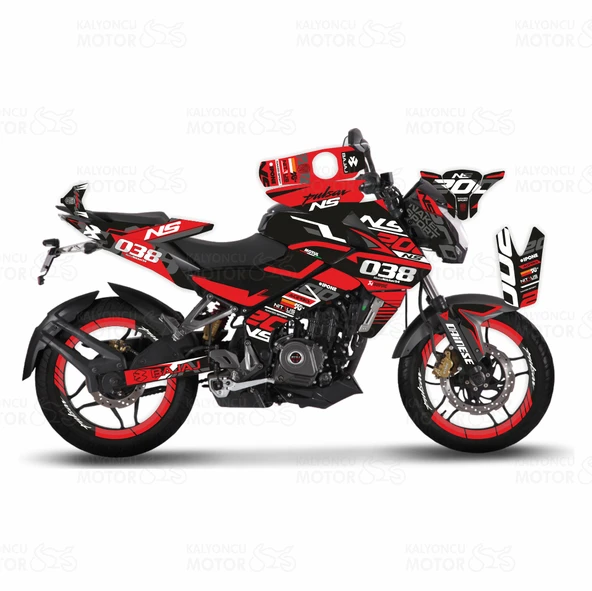 Bajaj Pulsar 200 NS Red Flou Design Sticker Set Kırmızı Siyah ürün görseli 1
