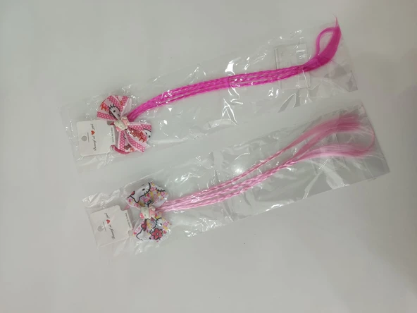 Minnie-Hello Kitty Baskılı Lastikli Protez Saç - Resim 2